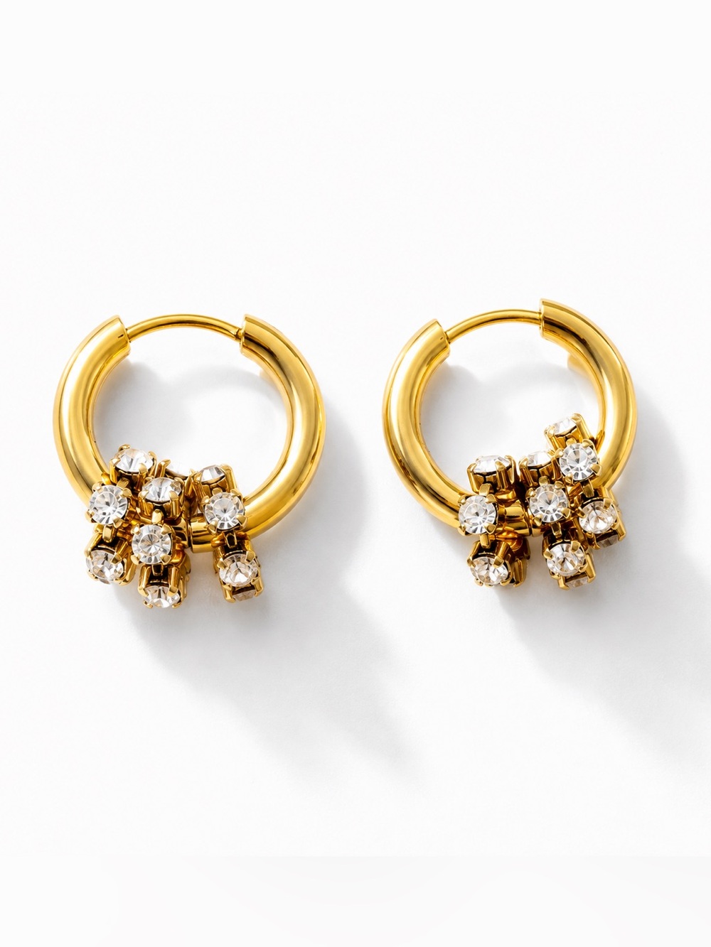 316 Stainless Steel Gold Hoop Earrings with CZ | Waterproof & Tarnish Resistant